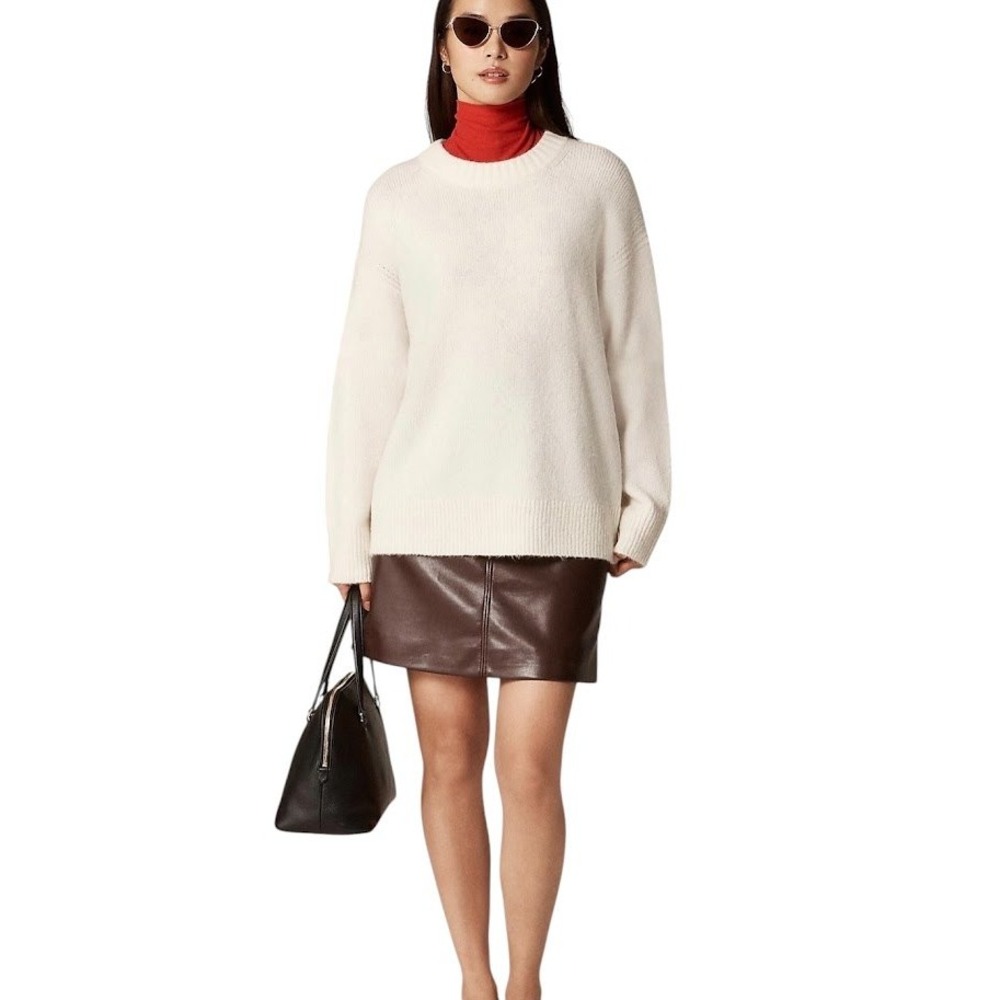 J.Crew Oversized Relaxed Crewneck Pullover Knit Sweater Ivory XS‎ NWT